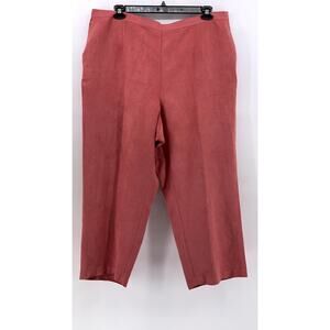 ALFRED DUNNER Women's Plus Salmon Pink Faux Suede Wide Leg Pants SZ 24W